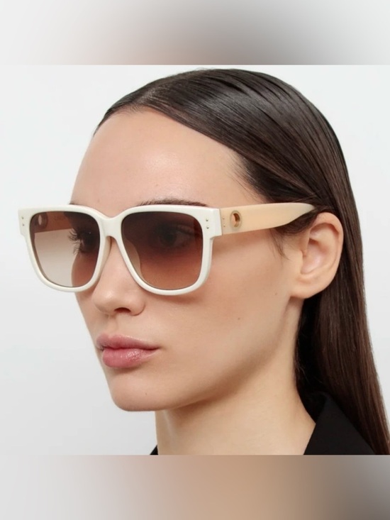 Linda Farrow Perry D Frame Sunglasses White Acetate Oversized MSRP $540 main image 4